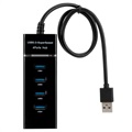 Yleinen 4-porttinen SuperSpeed USB 3.0 -Keskitin - Musta