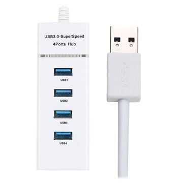 Yleinen 4-porttinen SuperSpeed USB 3.0 -Keskitin - Valkoinen