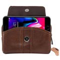 Universaali Dual Pocket Horizontal Holster Nahkalaukku - Ruskea