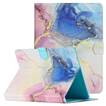 Universal Marble Pattern Tablet Folio Kotelo - 10" - Pinkki / Sininen