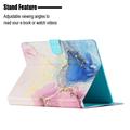 Universal Marble Pattern Tablet Folio Kotelo - 10" - Pinkki / Sininen