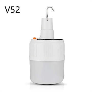 V52 Kannettava ladattava aurinko Camping LED-lamppu / lamppu, jossa on 5-vaihteinen valaistus ja koukku