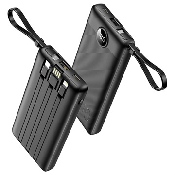 Veger C10 Virtapankki Lightning, USB-C, USB, MicroUSB Kaapelilla - 10000mAh