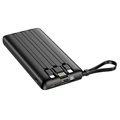 Veger C10 Virtapankki Lightning, USB-C, USB, MicroUSB Kaapelilla - 10000mAh