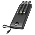 Veger C10 Virtapankki Lightning, USB-C, USB, MicroUSB Kaapelilla - 10000mAh
