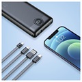 Veger C10 Virtapankki Lightning, USB-C, USB, MicroUSB Kaapelilla - 10000mAh