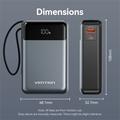 Vention FHYB0 20000mAh Power Bank integroidulla USB-C-kaapelilla - 65W