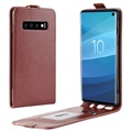 Samsung Galaxy S10 Pystymallinen Läppäkotelo - Ruskea