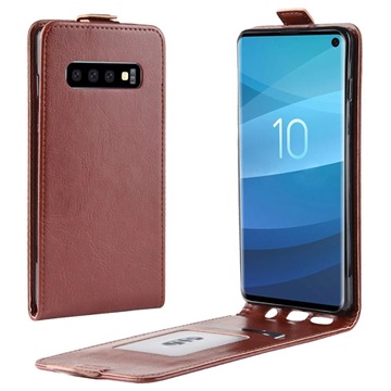 Samsung Galaxy S10 Pystymallinen Lompakkokotelo - Ruskea