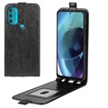 Motorola Moto G71 5G Vertikaalinen Läppäkotelo Korttilokerolla - Musta