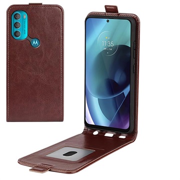 Motorola Moto G71 5G Vertikaalinen Lompakkokotelo Korttilokerolla - Ruskea