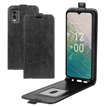 Nokia C32 Pystysuora Lompakkokotelo Korttipaikalla - Musta