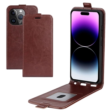 iPhone 15 Pro Max Pystysuora Lompakkokotelo Korttipaikalla - Ruskea