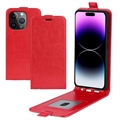iPhone 15 Pro Pystysuora Lompakkokotelo Korttipaikalla - Punainen