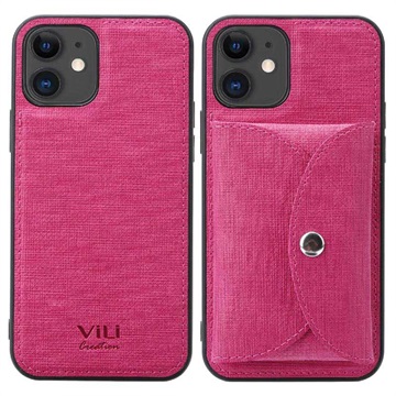 Vili T iPhone 12 Mini Kotelo Magneettisella Lompakolla - Kuuma Pinkki