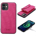 Vili T iPhone 12 Mini Kotelo Magneettisella Lompakolla - Kuuma Pinkki