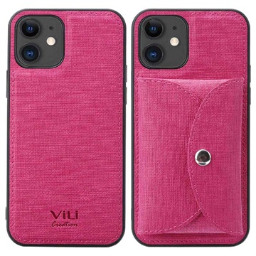 Vili T iPhone 12/12 Pro Kotelo Magneettisella Lompakolla - Kuuma Pinkki