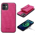 Vili T iPhone 12/12 Pro Kotelo Magneettisella Lompakolla - Kuuma Pinkki
