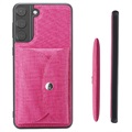 Vili T Series Samsung Galaxy S21 5G Kotelo Magneettisella Lompakolla - Kuuma Pinkki
