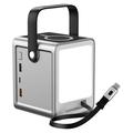 WIWU PS300 50000mAh langaton varavirtalähde - 100W PD, USB-C-kaapeli, LED-valo - hopea