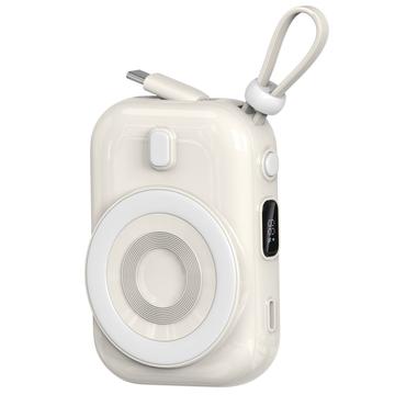 WIWU Wi-P041 Pieni etanan magneettinen langaton tehopankki USB-C-kaapelilla - 15W/9600mAh - Valkoinen