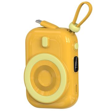 WIWU Wi-P041 Pieni etanan magneettinen langaton tehopankki USB-C-kaapelilla - 15W/9600mAh - keltainen