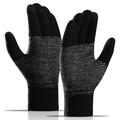 WM 1 pari Unisex Neulotut lämpimät käsineet Kosketusnäyttö Stretchy Mittens Knit Lining Gloves - Musta