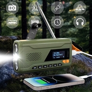Kannettava Aurinkokennellä Varustettu Hätäradio LED-taskulamolla, virtapankilla WR-6D - DAB/FM, 4500mAh