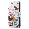 iPhone 5 / 5S / SE Wallet kotelo - Perhoset / Ympyrät