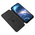 HTC Desire 22 Pro Lompakkokotelo - Hiilikuitu - Musta