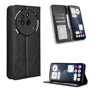 Nothing Phone (3a) Pro Lompakkokotelo Magneettisella Sulkijalla - musta