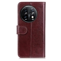 OnePlus 11 Lompakkokotelo Jalustalla - Ruskea
