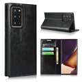Samsung Galaxy Note20 Ultra Nahkainen Lompakkokotelo Jalustalla - Musta