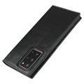 Samsung Galaxy Note20 Ultra Nahkainen Lompakkokotelo Jalustalla - Musta