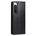 Sony Xperia 10 IV Nahkainen Lompakkokotelo Jalustalla - Musta