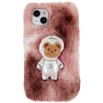 3D Plush Karvainen Talvi iPhone 14 Plus TPU Kotelo - Ruskea Karhu