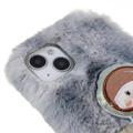 3D Plush Karvainen Talvi iPhone 14 Plus TPU Kotelo - Harmaa Spaceman