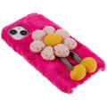 3D Plush Karvainen Talvi iPhone 14 Plus TPU Kotelo - Kirkkaan Pinkit Kukat
