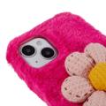 3D Plush Karvainen Talvi iPhone 14 Plus TPU Kotelo - Kirkkaan Pinkit Kukat