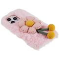 3D Plush Karvainen Talvi iPhone 14 Pro Max - Pinkki Kukka