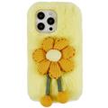 3D Plush Karvainen Talvi iPhone 14 Pro Max - Keltainen Kukka