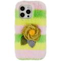 3D Plush Karvainen talvi iPhone 14 Pro TPU Kotelo - Keltainen Rosa