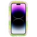 3D Plush Karvainen talvi iPhone 14 Pro TPU Kotelo - Keltainen Rosa