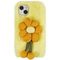 3D Plush Karvainen talvi iPhone 14 TPU Kotelo - Keltainen kukka