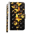Wonder Sarja Samsung Galaxy A21s Lompakkokotelo - Kulta Perhoset