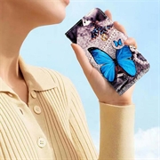 Honor 400 Lite Wonder Series Lompakkokotelo - Sininen Perhoset