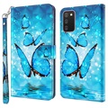 Wonder Sarja Samsung Galaxy A03s Lompakkokotelo - Sininen Perhoset