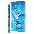 Wonder Sarja Samsung Galaxy A03s Lompakkokotelo - Sininen Perhoset