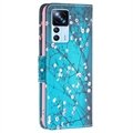 Xiaomi 12T/12T Pro Wonder Series Lompakkokotelo - Valkoiset Kukat