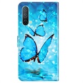 Wonder Sarja OnePlus Nord CE 5G Lompakkokotelo - Sininen Perhoset